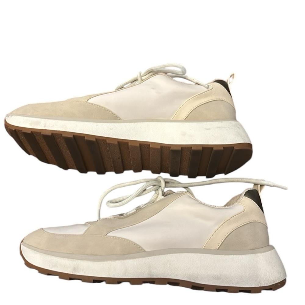White/Cream Suede/Nylon Sneakers - Size 9 - Picture 2 of 6